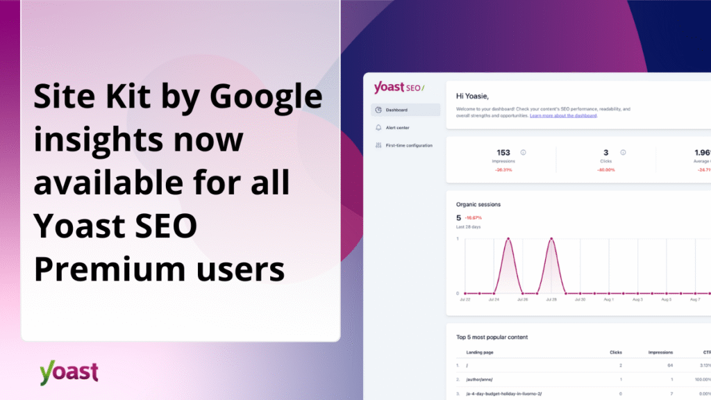Google Insights Site Kit now available in Yoast SEO Dashboard Google Insights Site Kit now available in Yoast SEO Dashboard