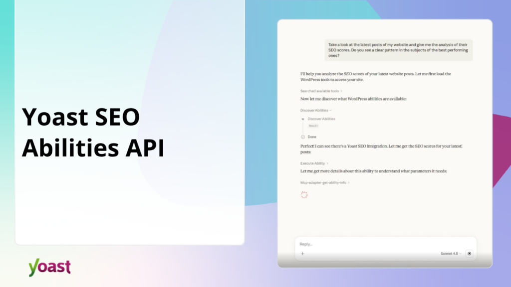 Yoast SEO Content Analysis results can now chat via the new API • Yoast with “AI”.